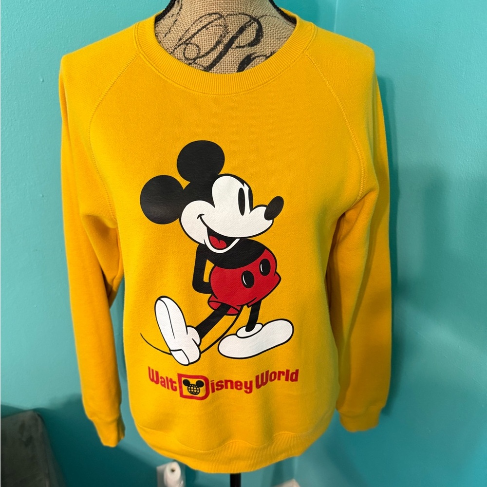 Euc Disney Mickey Mouse Throwback Pullover Long S… - image 1